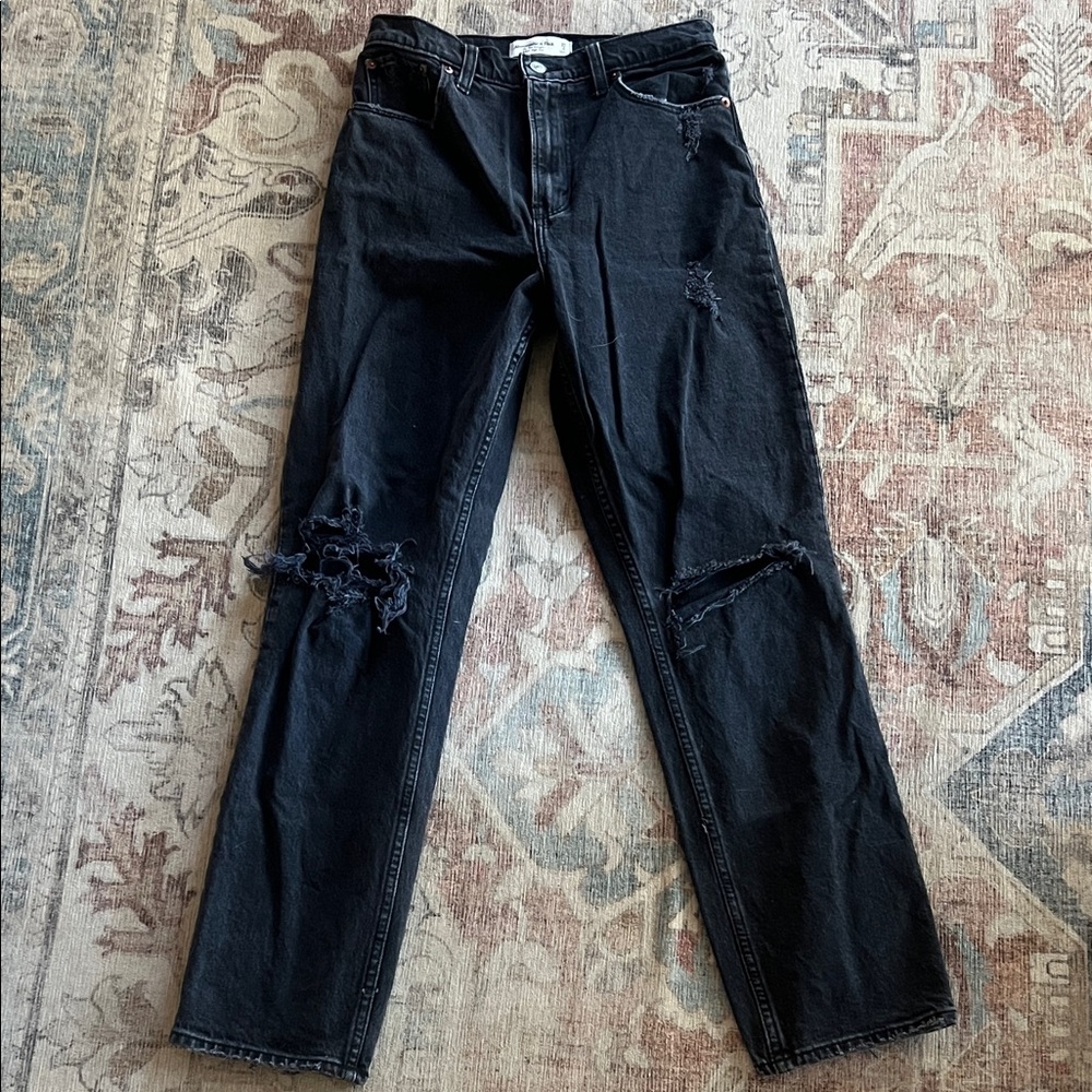 Abercrombie & Fitch Black High-Rise Straight Jeans